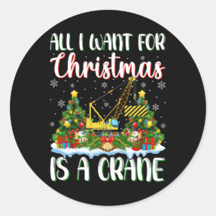 Ich Wollte zu Weihnachten ist ein Crane Xmas Trem Runder Aufkleber