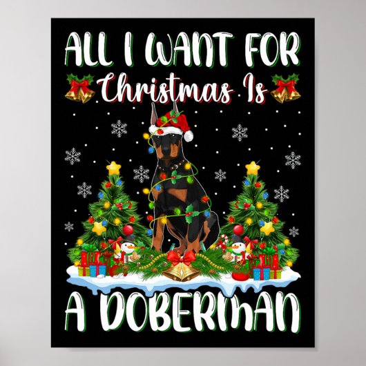 Ich Wollte zu Weihnachten ist ein Doberman Dog Xma Poster (Vorne)