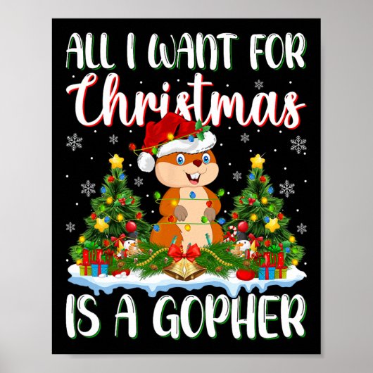Ich Wollte zu Weihnachten ist ein Gopher Weihnacht Poster (Vorne)