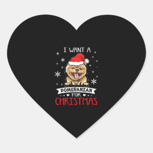 Ich Wollte zu Weihnachten ist ein Spitz Hund Weihn Herz-Aufkleber
