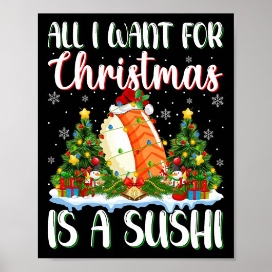 Ich Wollte zu Weihnachten ist ein Sushi-Weihnachts Poster (Vorne)