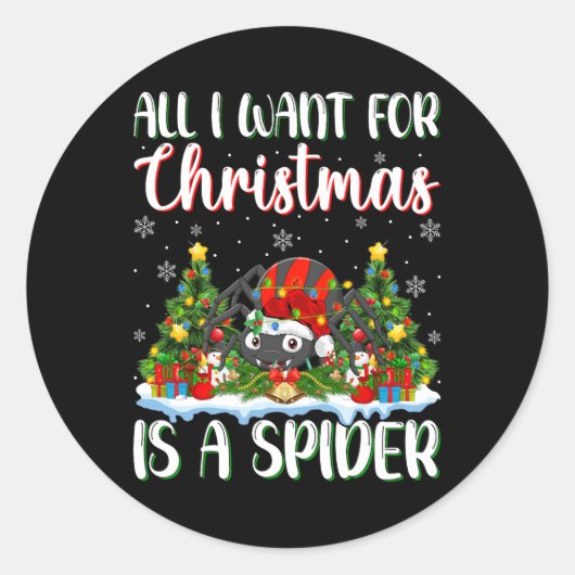 Ich Wollte zu Weihnachten ist eine Spider Xmas Tre Runder Aufkleber (Vorderseite)