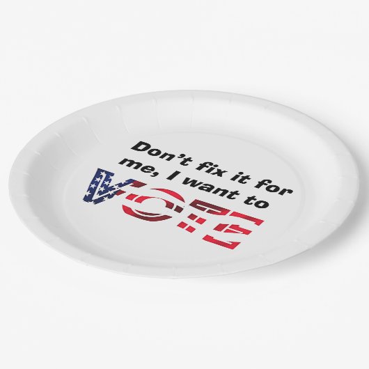 Ich Wollte zur Abstimmung Pappteller (Schrägansicht)