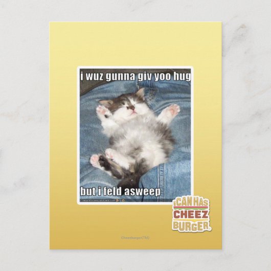 Ich wuchs gunna giv yoo hug postkarte (Vorderseite)