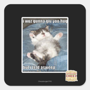 Ich wuchs gunna giv yoo hug quadratischer aufkleber
