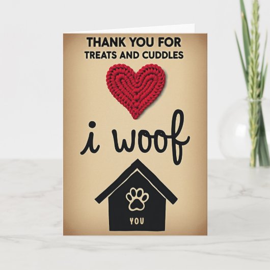 Ich wuffe dich Danke Hund Karte (Vorderseite)