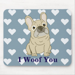 Ich wuffe dich - Französische Bulldoggenherzen Mousepad
