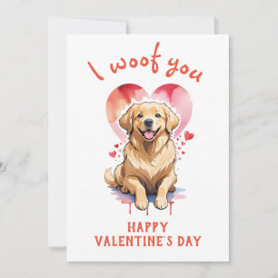 Ich wuffe dich Golden Retriever Hund Valentinstag Feiertagskarte
