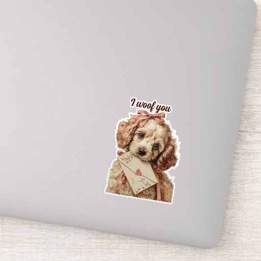 Ich wuffe dich Vintage Pup Valentinstag Aufkleber (Detail)