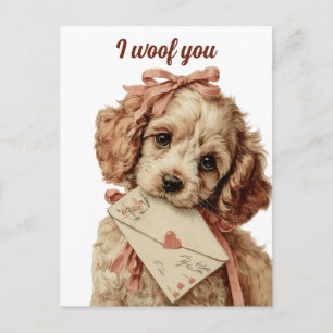 Ich wuffe dich Vintage Pup Valentinstag Postkarte