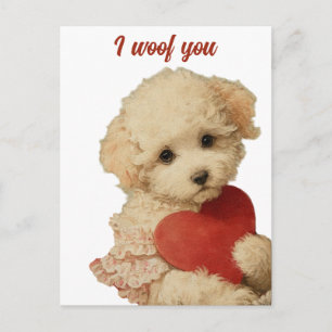Ich wuffe dich Vintage Puppy Love Nachricht Postkarte