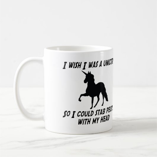 ICH WÜNSCHE, DASS ICH EIN EINHORN WAR KAFFEETASSE (Links)