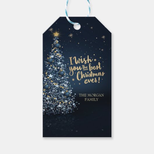 Ich wünsche dir das beste Weihnachten ever, Blaue Geschenkanhänger (Vorderseite)