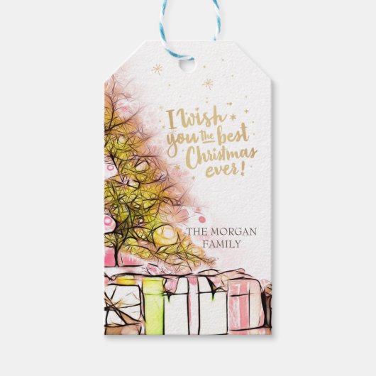Ich wünsche dir das beste Weihnachtsfest, Pine Tre Geschenkanhänger (Vorderseite)