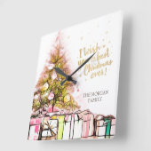 Ich wünsche dir das beste Weihnachtsfest, Pine Tre Quadratische Wanduhr (Winkel)