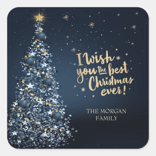 Ich wünsche dir das beste Weihnachtsfest überhaupt Quadratischer Aufkleber (Vorderseite)