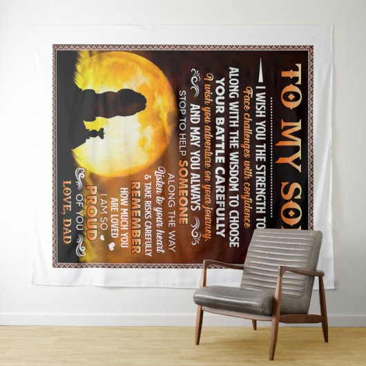 Ich wünsche dir die Kraft - Löwe Vater zu singen Wandteppich (Beispiel (Horizontal))