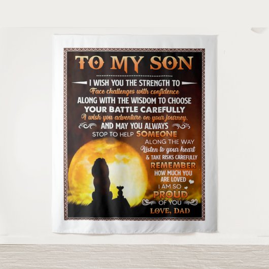 Ich wünsche dir die Kraft - Löwe Vater zu singen Wandteppich (Vorderseite)