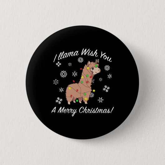 Ich wünsche dir ein frohes Weihnachtsfest im Llama Button (Vorderseite)