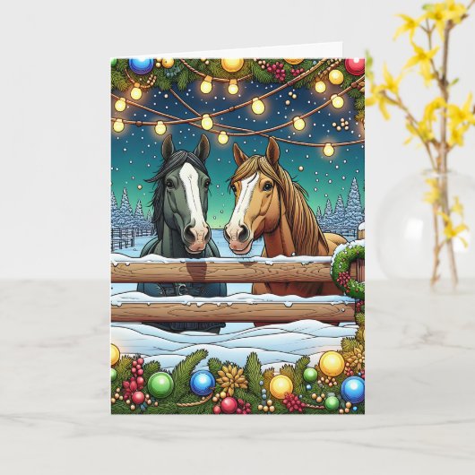 Ich wünsche dir ein Mare-y-Weihnachten | Pferdepup Karte (Gelbe Blume)