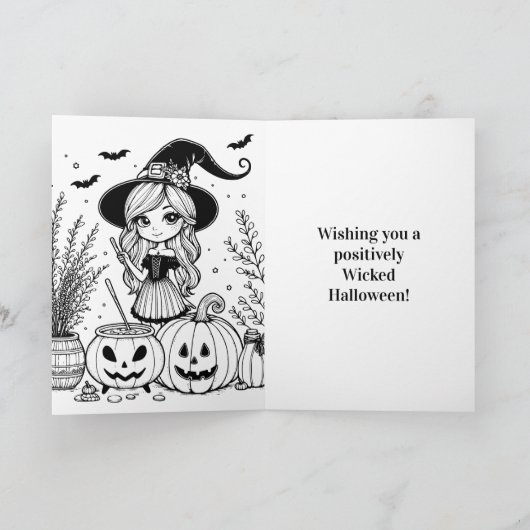 Ich wünsche dir ein wackeliges Halloween | Hexe Karte (Innenseite)