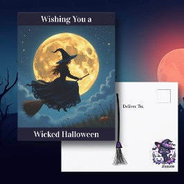 Ich wünsche dir ein wackeliges Halloween | Hexe Postkarte