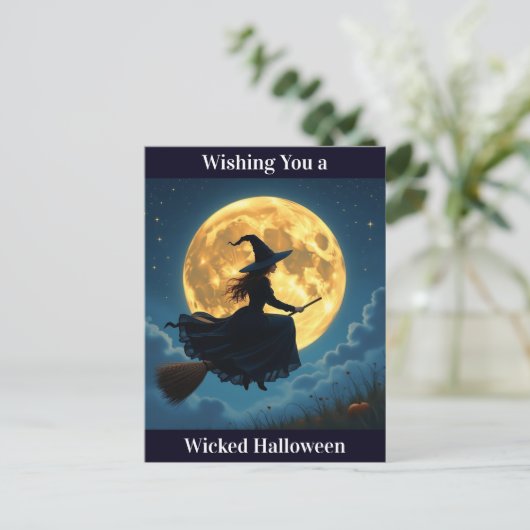 Ich wünsche dir ein wackeliges Halloween | Hexe Postkarte (Stehend Vorderseite)