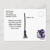 Ich wünsche dir ein wackeliges Halloween | Hexe Postkarte (Rückseite)