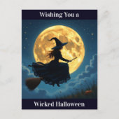 Ich wünsche dir ein wackeliges Halloween | Hexe Postkarte (Vorderseite)