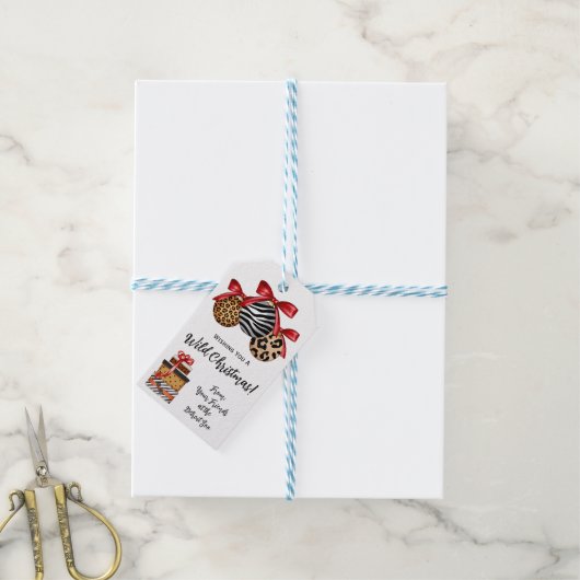 Ich wünsche dir ein wildes Weihnachten! Cheetah, Z Geschenkanhänger (Mit Garn)