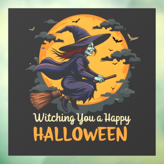Ich wünsche dir eine glückliche Halloween-Hexe auf Fensteraufkleber (Blatt 3)