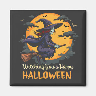 Ich wünsche dir eine glückliche Halloween-Hexe auf Magnet