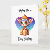 Ich wünsche dir frohe Weihnachten | Niedlich Elf Karte (Gelbe Blume)