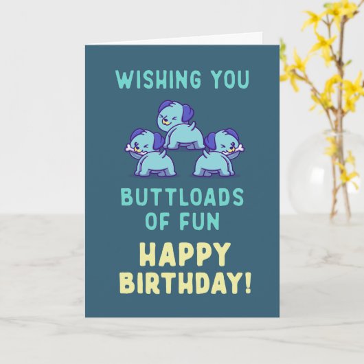 Ich wünsche dir viel Spaß und niedliche Welpen zum Karte (Gelbe Blume)