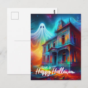 Ich wünsche Euch ein frohes Halloween Spuk House u Postkarte
