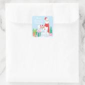 Ich wünsche Ihnen ein Lächeln Weihnachten | Santa Quadratischer Aufkleber (Tasche)