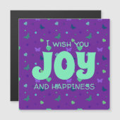 Ich wünsche Ihnen Freude und Glück lila Magnetkarte (Vorne/Hinten)