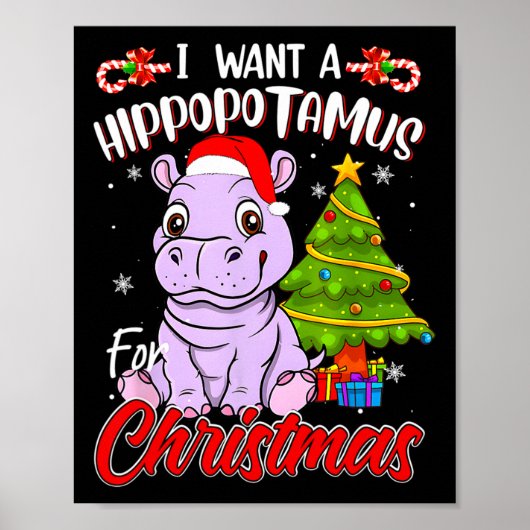 Ich wünsche mir ein Nilpferd zu Weihnachten Nilpfe Poster (Vorne)