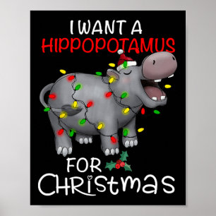 Ich wünsche mir ein Nilpferd zu Weihnachten Xmas H Poster