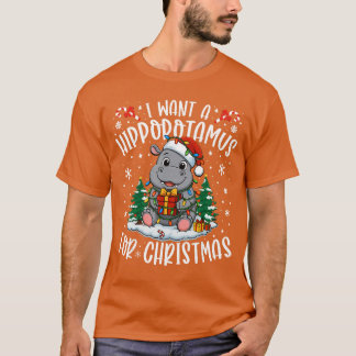 Ich wünsche mir ein Nilpferd zu Weihnachten Xmas N T-Shirt