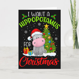 Ich wünsche mir einen Flusspferd zu Weihnachten Karte