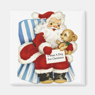 Ich wünsche mir einen Hund zu Weihnachten Vintage Magnet