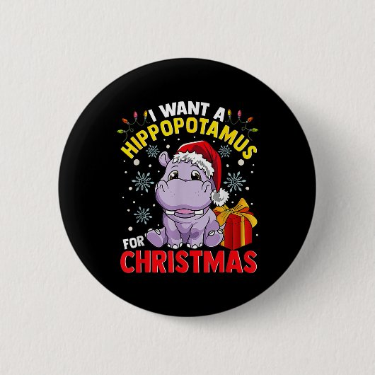 Ich wünsche mir einen Nilpferd zu Weihnachten Button (Vorderseite)