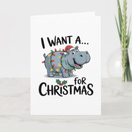 Ich wünsche mir einen Nilpferd zu Weihnachten Karte
