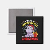 Ich wünsche mir einen Nilpferd zu Weihnachten  Magnet (Vorderseite/Rückseite)