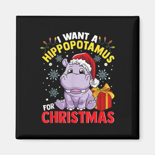 Ich wünsche mir einen Nilpferd zu Weihnachten  Magnet (Vorne)