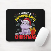 Ich wünsche mir einen Nilpferd zu Weihnachten Mousepad (Mit Mouse)
