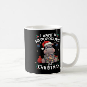 Ich wünsche mir einen Nilpferd zu Weihnachten Xmas Kaffeetasse