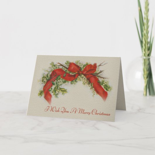 Ich wünschte dir einen frohen Weihnachts Red Bow V Karte (Vorderseite)