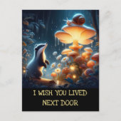 Ich wünschte, du wohnst neben Badger Snail Mushroo Postkarte (Vorderseite)